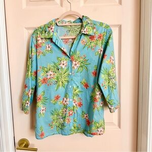 Bright blue Hawaiian button up